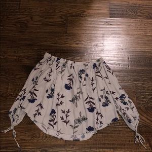 ASTR: grey blue and purple off the shoulder top